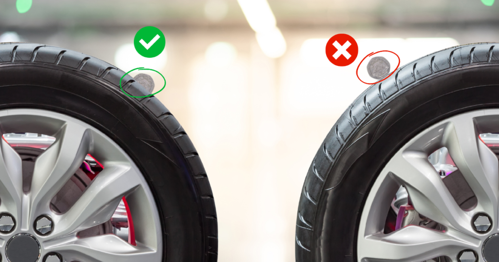 minimum legal tread depth for a car 20p test